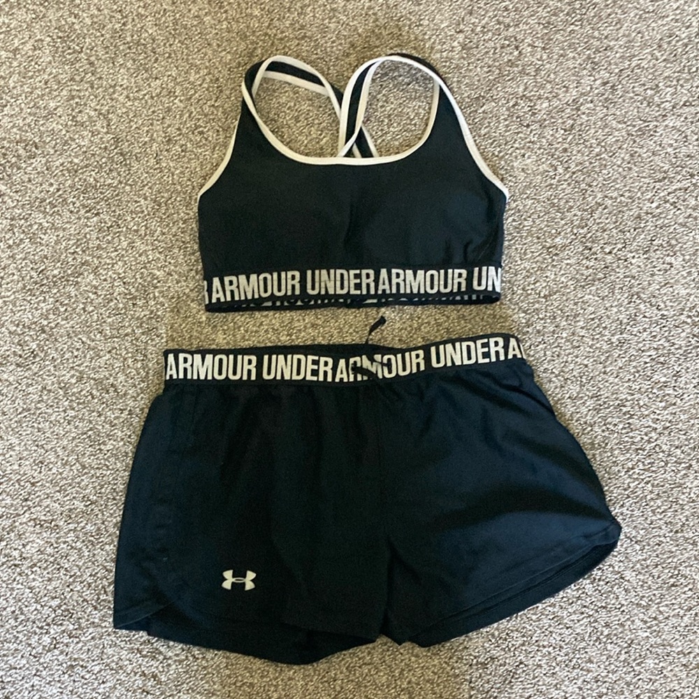 Under Armour Black Sports Bra and Shorts Set